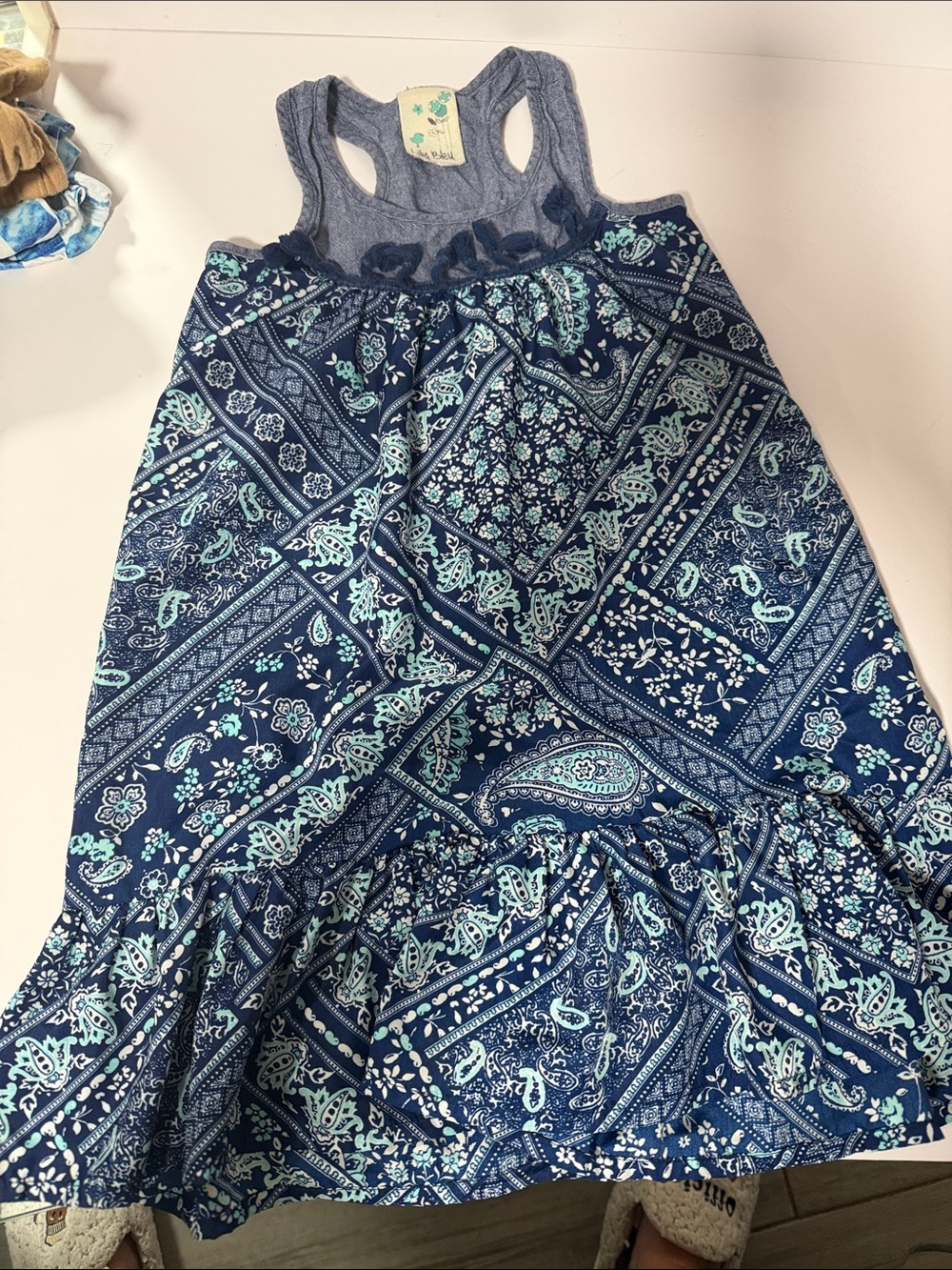 Lily Bleu Navy and Light Blue Paisley Tank Dress